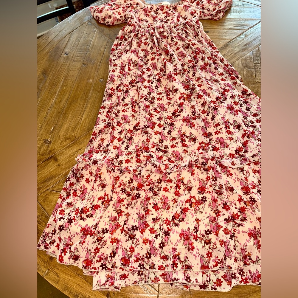 🌸 Böhme Floral Smocked Tiered Maxi Dress - Puff Sleeve - S - Picture 13 of 16